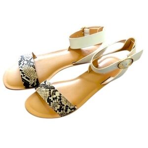 NEW Loft Snakeskin print and White Women’s Sandals 7M summer spring comfy travel